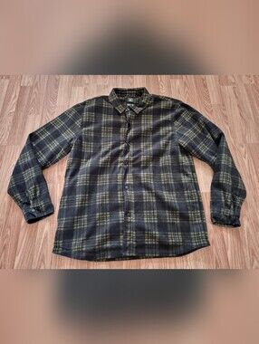 Volcom Men's Green and Black Watch Pattern Soft Fleece Jacket